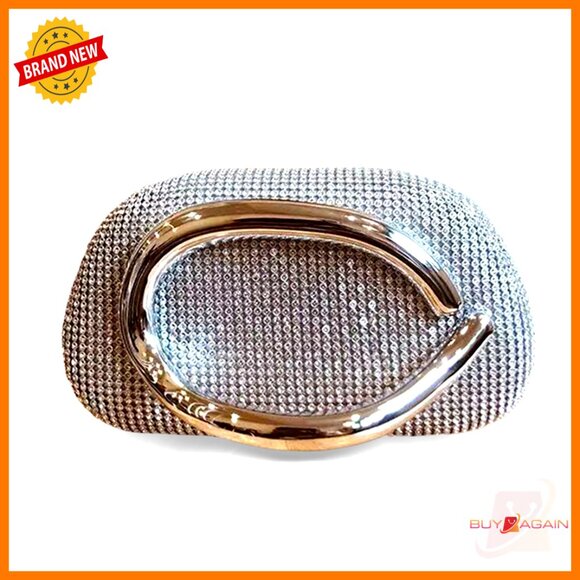 Rhinestone Evening Clutch with Detachable Chain Strap, 7.68x4.13 Inches